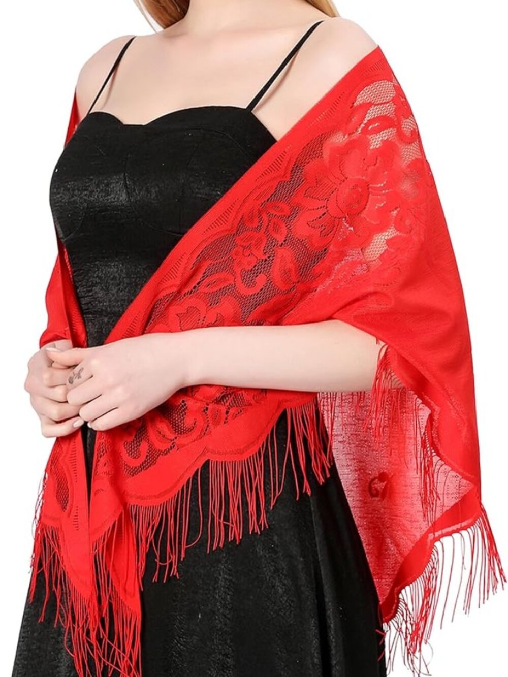 Women’s Lace Crochet Triangle Shawl Evening Wrap Wedding Bridal Prom Formal
